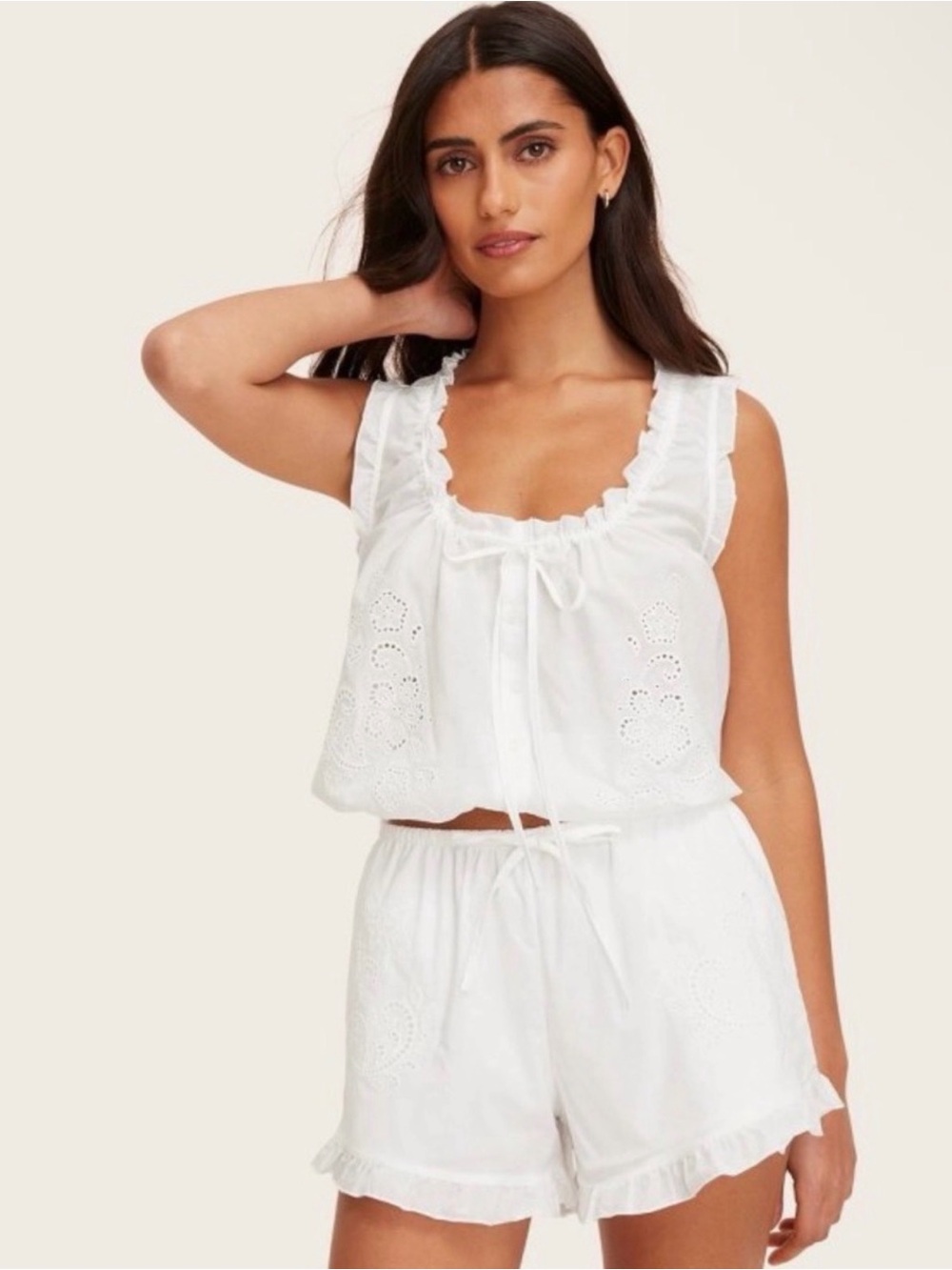 Parke x Target  Cream Eyelet Ruffle Two-Piece Set